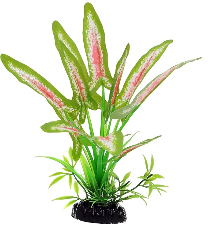 Silk Aquarium Plants for Betta Fish Tank, 2 Pcs 8 Inch Small Silk Aquarium Plant Aquatic Water Grass Decoration (Green-Wine, 8 Inch)