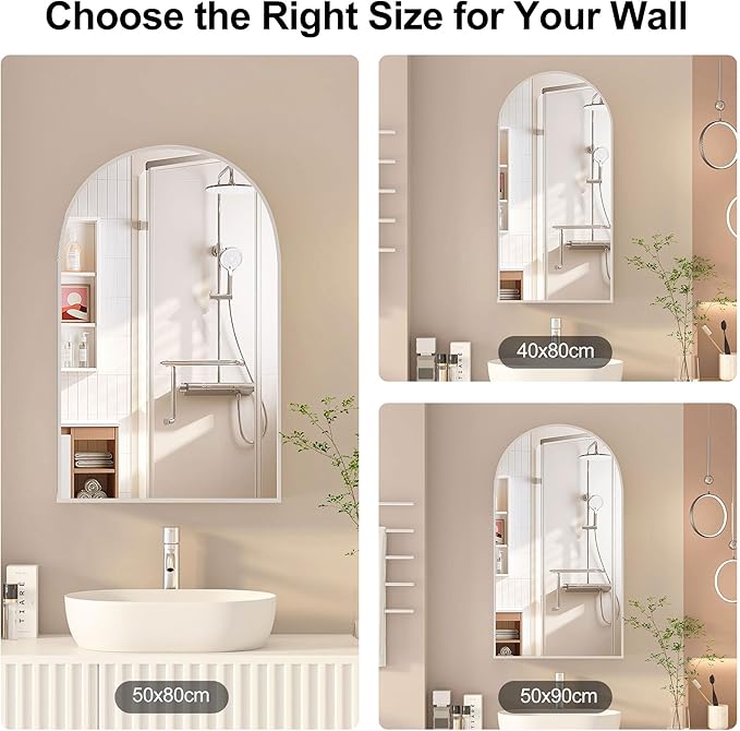 Arched Medicine Cabinet with Mirror, Brushed Nickel Mirror Cabinet with Storage