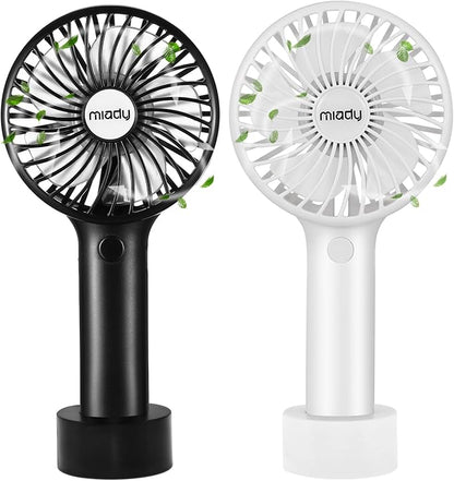 Miady 2-Pack Upgraded 5000mAh Portable Handheld Fan 3 Speed Mini USB Strong