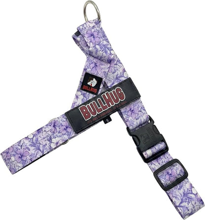 Adjustable Dog Harness– No Pull, No Choke – for English Bulldogs, French Bulldogs, Pugs & Broad-Chested Breeds – Easy, Safe Walks (Purple Floral, XL)