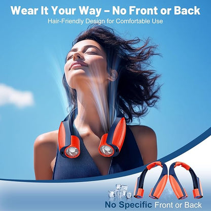 AI Portable Neck Fan with 6 Powerful Speeds, 8000mAh Battery Operated USB-C