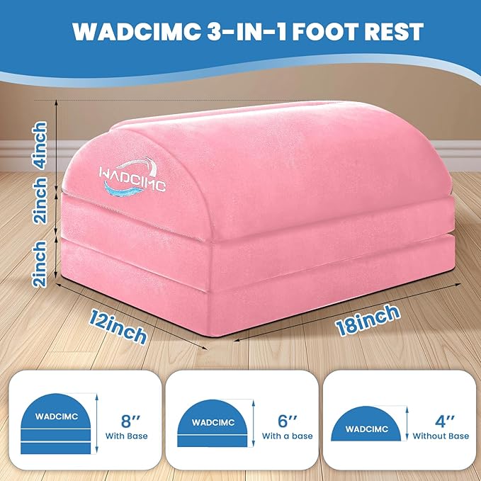 Foot Rest for Under Desk at Work, Warmer Feet Pocket Footrest,Foot Stool with Washable Cover,Comfortable Footrest with 3 Adjustable Heights, for Office Gaming Chair, for Leg Support, XL(18IN)