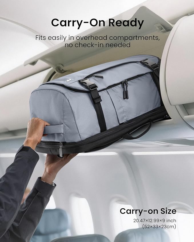 tomtoc Travel Backpack 40L, TSA Friendly Flight Approved Carry-on Luggage Hand Water-resistant Lightweight Business Rucksack, Durable Large Weekender Bag Daypack Fits 17.3 Inch Laptop
