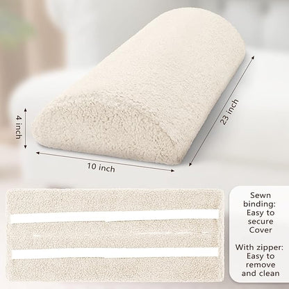 Wesiti Recliner Foot Pillow Cushion High Resilience Sherpa Memory Foam Bolster Sleeping Rest Multipurpose Half Roll Leg Pillow Suitable for Bed Chair Sofa Headrest Back Lumbar Leg Support(Beige)