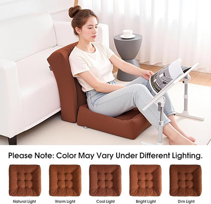 Tikuns Floor Pillows for Adults, 22x22x6 Inch Meditation Cushions, Large Square Sitting Cushion Living Room Memory Foam Pillow for Sitting (1, Brown, 22x22x6 Inch)