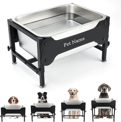 4 Gallon Elevated Dog Water Bowl, 4-Height Stand for Large Dogs | 4 Gallon Stainless Steel Bowl, 4 Heights 9.65-15.16 in, Non-Slip Feet, Indoor Outdoor Use, Easy-Clean Surface, Large Breeds