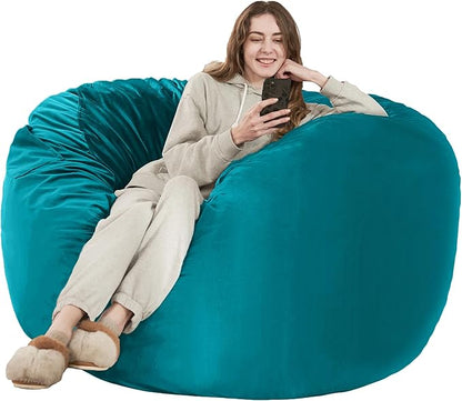 HABUTWAY Bean Bag Chair: Giant 4' Memory Foam Furniture Bean Bag Chairs for Adults with Microfiber Cover 4Ft (Sea Blue)