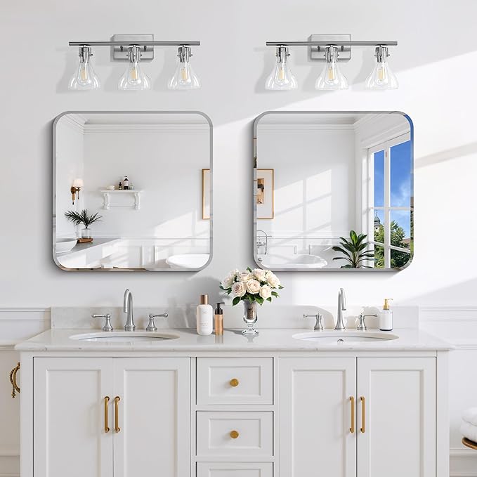 CILIBER Frameless Mirror, 24x24 Beveled Bathroom Mirrors