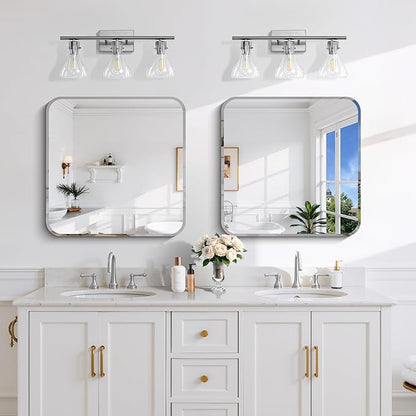 CILIBER Frameless Mirror, 24x24 Beveled Bathroom Mirrors