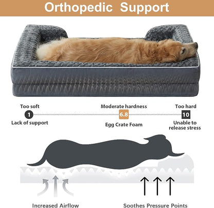 WNPETHOME Orthopedic Washable XXL Dog Bed for Senior Dog Cozy Sleep | Extra Large Waterproof Big Soft Dog Couch Sofa Bed for Dogs Relax with Removable Cover Supportive Pet Bed DarkGrey 54x36Inch