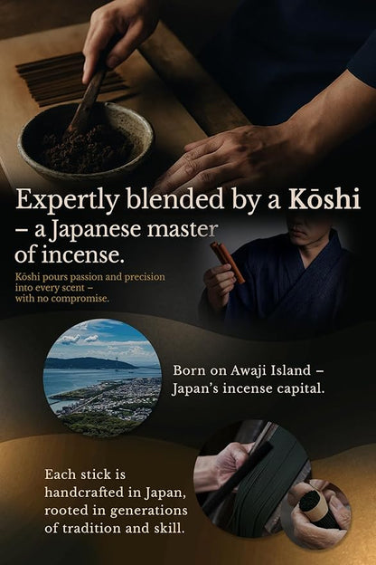 Sandalwood Spicy Premium Japanese Incense Sticks 60sticks Coreless Low Smoke Natural Charcoal Free Non Toxic Temple Kyoto Aroma Aromatherapy Meditation Calming Stress Relief Relaxation Yoga TOMORI