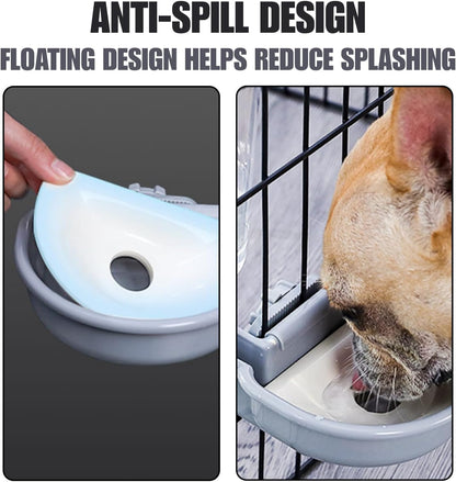 Automatic Pet Food Water Dispenser, Auto Gravity Pet Feeder Water Bottle Set for Crate, Feeding Station for Small Dog Cat Rabbit Guinea Pigs Chinchilla Ferret Hedgehog (Gray)