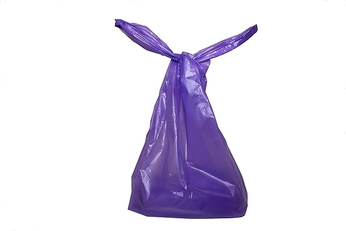 200 Black Easy Open & Easy-tie Handle 15" Strong Leak- Proof Poop Bags, Dog Waste Bags Made in USA (not on rolls) (Purple)