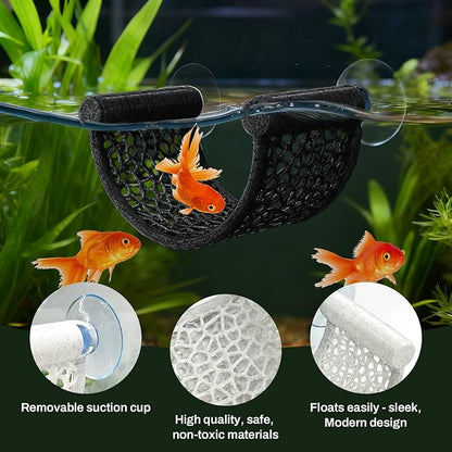 Betta Fish Hammock, White Floating Resting Leaf with Suction Cup - Aquarium Perch Ledge for Bettas, Shrimp, and Nano Fish - Minimalist Tank Decor & Accessory (Black)
