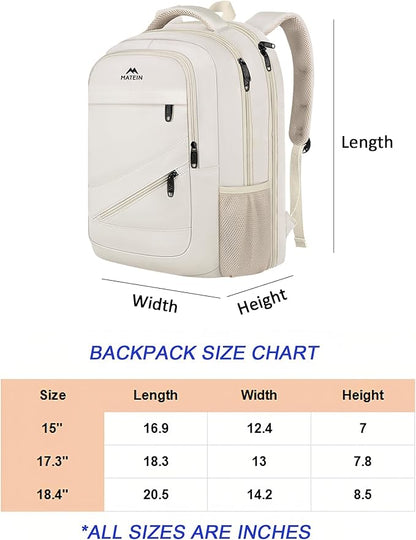 MATEIN Extra Large Backpack for Women, 18 Inch TSA College Backpack with Multiple Compartments & Anti Theft Pocket, 50 L Fashion Work Computer Carryon for Business, Cream Beige