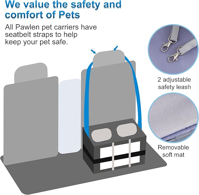 Large Cat Carrier for 2 Cats with Removable Soft Pad(43.3 x 17 x13Inches), Collapsible&Expandable Pet Carrier for Large Cats and Small Dogs 35 LBS,Breathable Mesh Top,Safety Harness