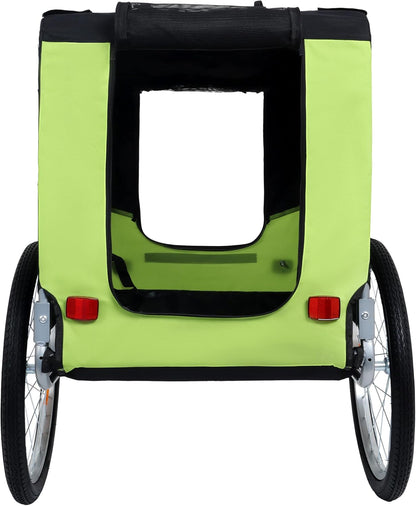 Blue-Grey Large Folding Bike Trailer for Dogs – Heavy-Duty Steel Frame, 66LB Capacity Pet Carrier for All-Terrain Cycling, Jogging & Camping Adventures!