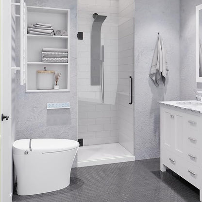 ANZZI 72" x 30" Frameless Shower Door in Gun Metal Black, Passion Water