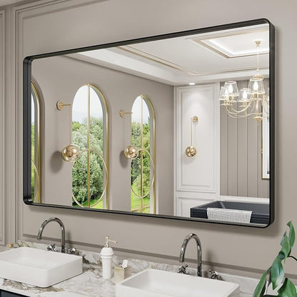 LOAAO Black Metal Framed Bathroom Mirror