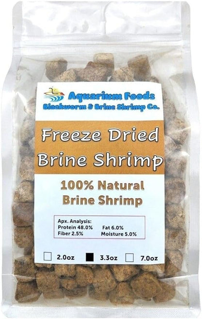 Aquatic Foods Inc. Brine Shrimp, Freeze Dried Floating Brine Shrimp Cubes for All Tropical Fish, Marine Fish, Discus, Cichlids, Koi & Pond Fish, Turtles…3.3oz Clear Bag