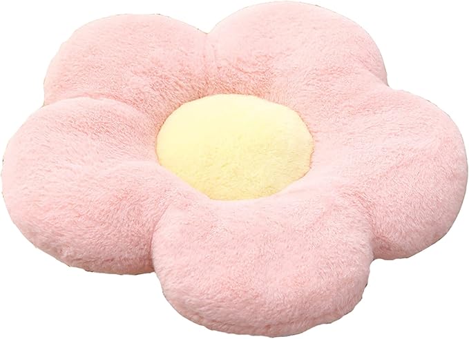 YILANLAN Cute Flower Cushion Plush Floor Pillow Casual Comfortable Pillow Office Living Room Bed Decoration Cushion Simple Room Decoration (60cm, Pink)