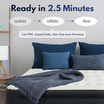 King Koil Luxury California King Size Air Mattress with Built-in High-Speed Pump Best for Home, Camping & Guests, 20" Double High Airbed Adjustable Blow Up Mattress, Waterproof, 1-Year Warranty