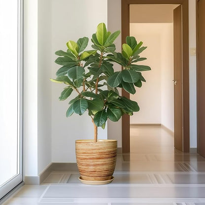 12 Inch Planter Pot Ceramic Plant Pots for Plants with Drainage Hole and Saucer Large Flower Pot for Home Patio Garden Office Yellow