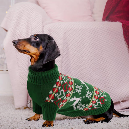Queenmore Dog Christmas Sweater,Turtleneck Knitted Pullover Xmas Dog Clothes Sweatshirt,Pet Christmas Outfit, Warm Doggy Sweaters for Small Dogs Boy Girl S