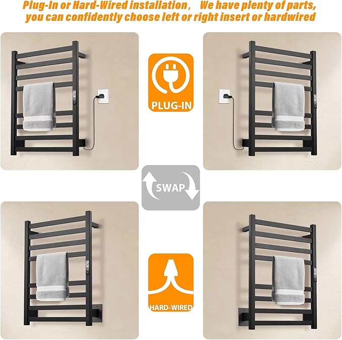 Towel Warmer Matte Black Heated Towel Rack
