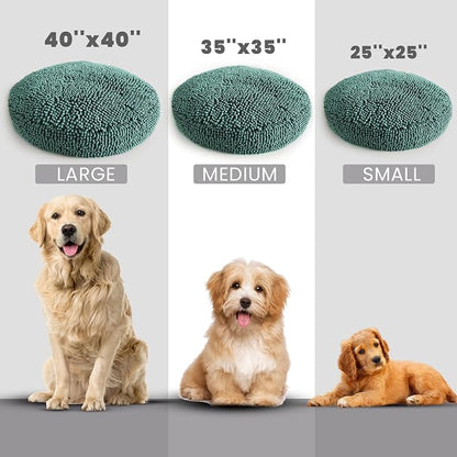 Muddy Mat® Cloud K-9 Bed for Dogs & Cats, Soft & Relaxing Donut Dog Bed, Chenille Material, Removable Cover, Washable & Dryer Safe–Seafoam Green Small(25'x25')
