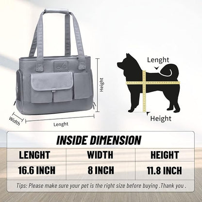 Dog Carrier, Cat Carrier, Pet Carrier, Foldable Waterproof Premium Oxford Cloth Dog Purse, Portable Bag Carrier for Small to Medium Cat and Small Dog（Grey）