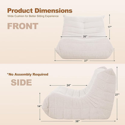 Bean Bag Chair Big Sofa Beanbag Chair for Adults Fireside Chair Bean Bag Lounger with Memory Foam Filled for Home,Apartment or Gaming Venue(White Teddy)