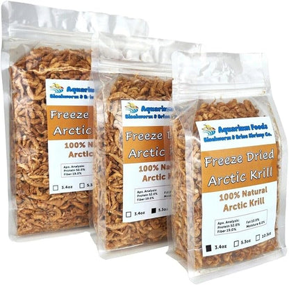 Aquatic Foods Inc. Arctic Krill, Floating Freeze Dried Krill for Tropical Fish, Marine Fish, Cichlids, Catfish, Pond Fish, Aquatic Turtles, Land Turtles, Hamsters, Rodents, Reptiles…10.3oz Clear Bag