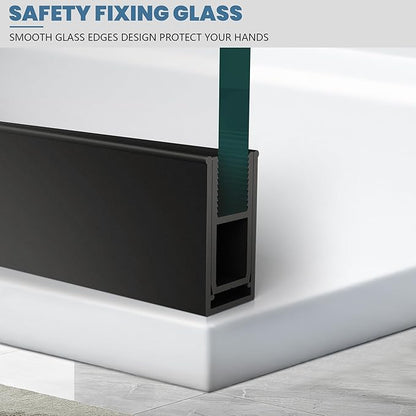 24 * 74" - 5/16" Thick Clear Tempered Glass Panel, Fixed Hinged Framless Shower