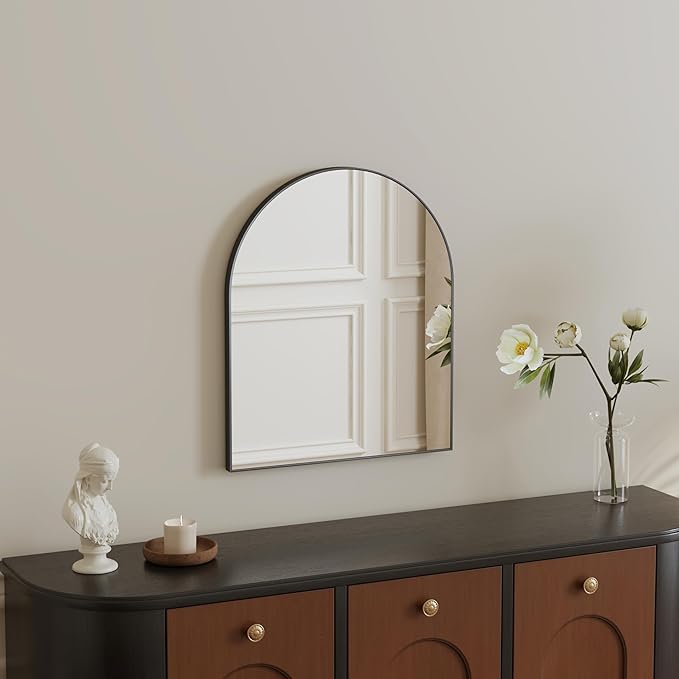 15x23 Inch Compact Black Arched Mirror Perfect