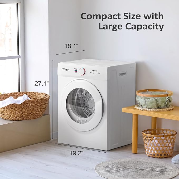 ROVSUN 1.8 Cu.Ft Portable Clothes Dryer, Front Load Dryer Machine, Compact