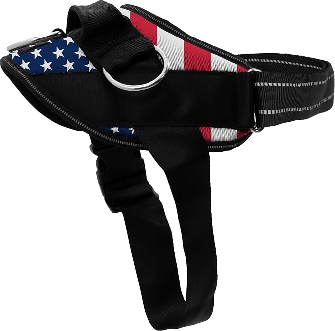 ShawnCo Essential Dog Harness, No-Pull Pet Vest (Stars and Stripes,XS) | 3 Leash Clips, Easy On, No-Choke, Reflective, Adjustable Fit, Padded Comfort, Control Handle, For Small, Medium & Large Dogs