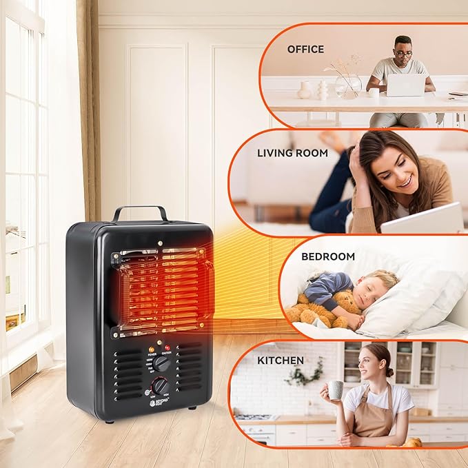 Milkhouse Space Heater, 1300W/1500W Electric Heater