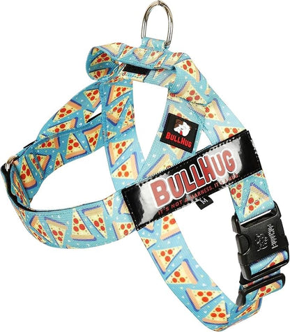 Adjustable Dog Harness– No Pull, No Choke – for English Bulldogs, French Bulldogs, Pugs & Broad-Chested Breeds – Easy, Safe Walks (Pizza, Large)
