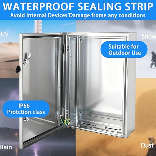 Electrical Enclosure 24x24x12, 304 Stainless Steel Enclosure IP66 Waterproof