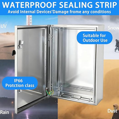 Electrical Enclosure 24x24x12, 304 Stainless Steel Enclosure IP66 Waterproof