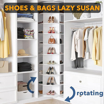 SpaceAid 9 Tier Rotating Shoe Rack Tower, Spinning Shoe Display Lazy Susan