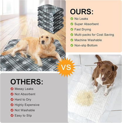 BEAUTYZOO 4 Pack Washable Pee Pads for Dogs,Reusable Puppy Pads 36x41 Plaid | Waterproof Super Absorbent,Non Slip and Leak-Proof Against Urine,Whelping Pads Mats for Puppy Potty Training,Playpen,Crate