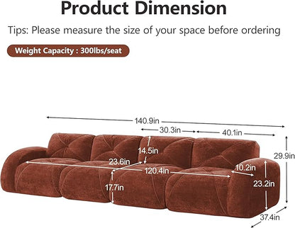 Modular Sectional Sofa with Free Combination,Oversized Boneless Floor Couch for Living Room & Lounge,Velvet 4-Seater Sectional Couch with Comfortable Deep Seat,No Assembly Needed