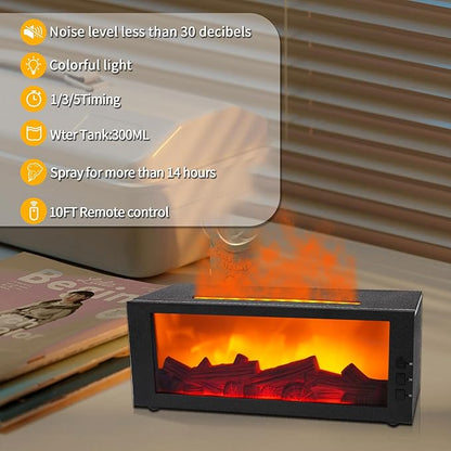 BOHOFAM Fireplace Essential Oil Aroma Diffuser, Flame Air Humidifiers 300ML