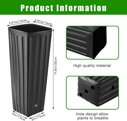 Nuenen 100 Pcs Tall Pot Plastic Deep Plant Nursery Pots Black Seedling Flower Plant Container with Drainage Holes for Indoor Outdoor Gardening (11.8" H X 5.9" W)
