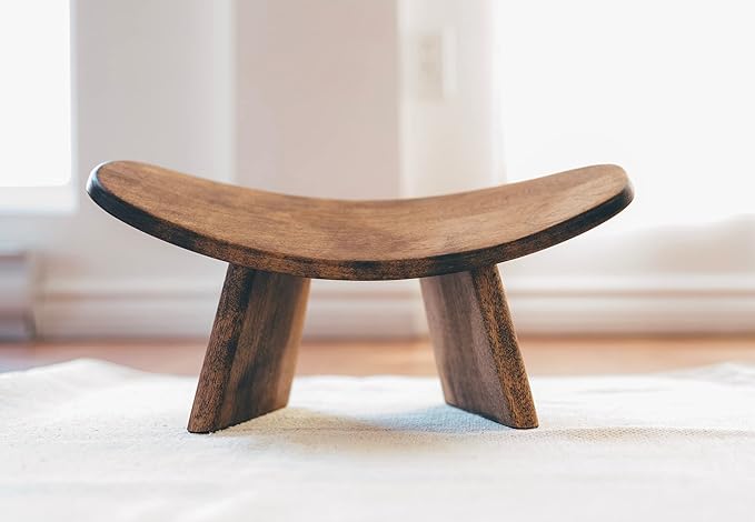 Meditation Bench IKUKO Original, Portable Version with Bag, Locally Handmade Wooden Kneeling Ergonomic Seiza Seat, Prana Yoga - 2 Colors, 3 Height Sizes