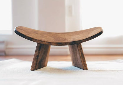 Meditation Bench IKUKO Original, Portable Version with Bag, Locally Handmade Wooden Kneeling Ergonomic Seiza Seat, Prana Yoga - 2 Colors, 3 Height Sizes