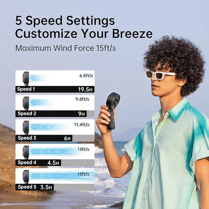 JISULIFE Handheld Fan Life7 – Ultimate Flexibility: High-Power Motor, LED