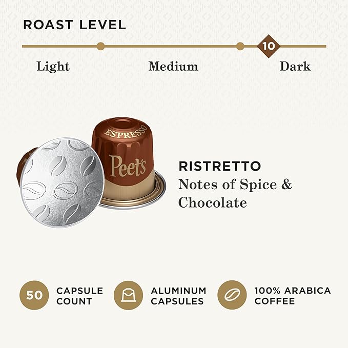 Peet's Coffee, Dark Roast Espresso Capsules, Compatible